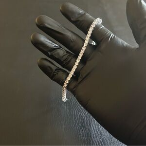 Moissanite Tennis Bracelet VVS1 No Passes Tester 4mm 7Inches Silver Iced Miami